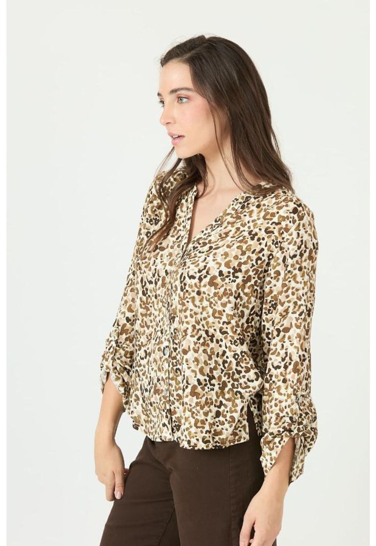 Blusa cafe estampada PRIVILEGE 2358-2