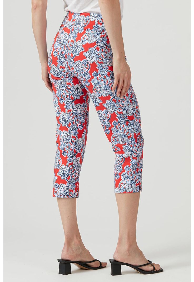 Leggings capri rojo oscuro estampada-2