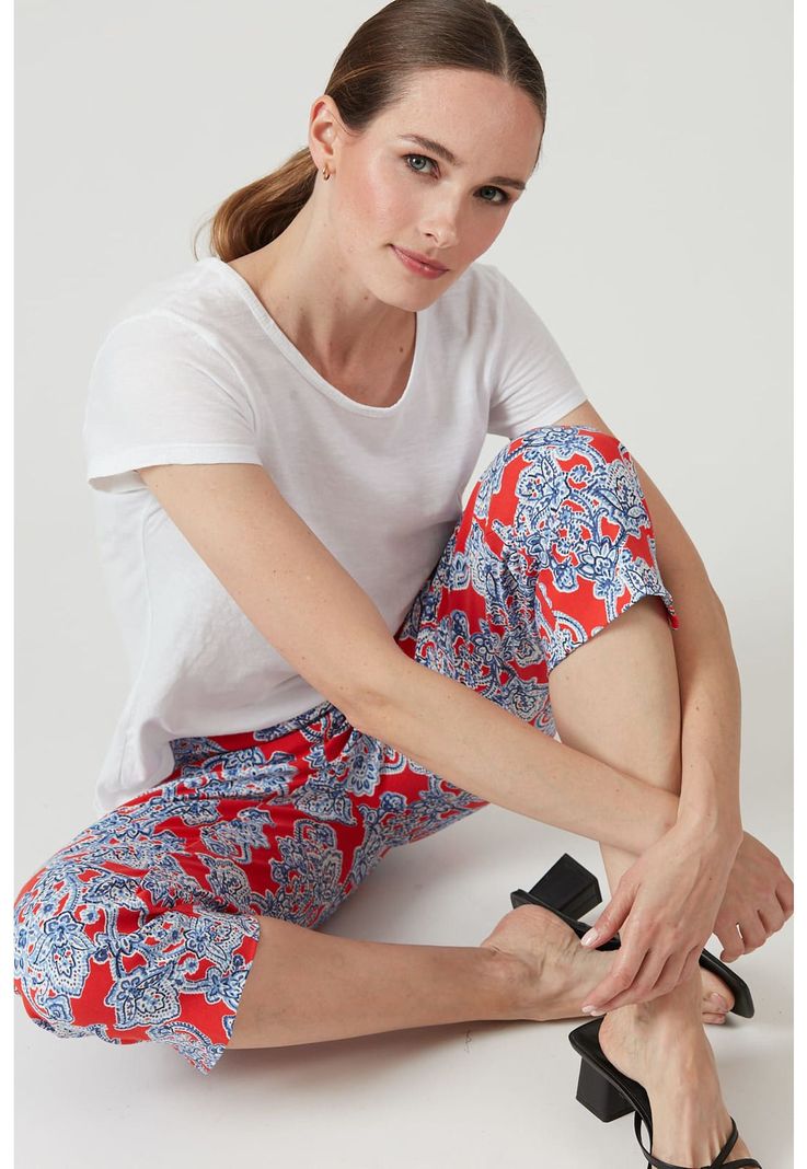 Leggings capri rojo oscuro estampada-3