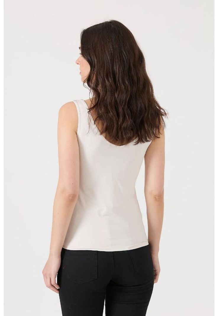 Polera poliamida beige sin mangas PRIVILEGE-3