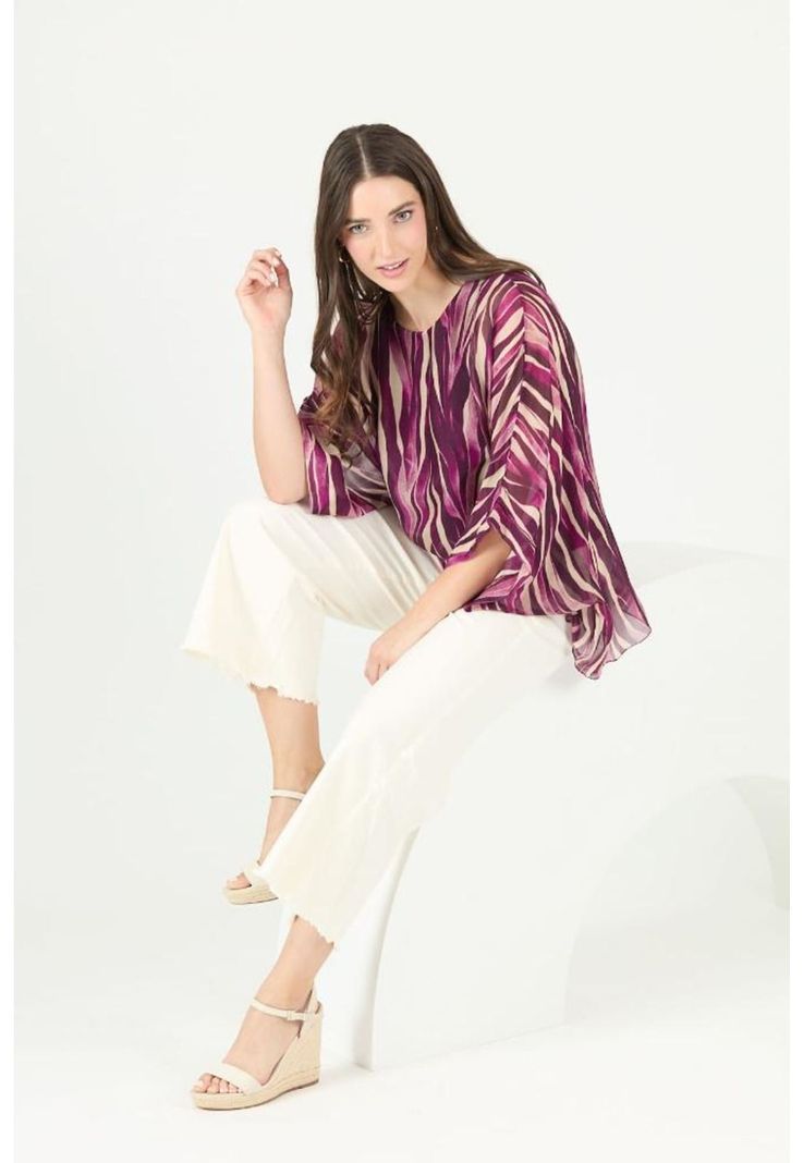 Blusa con seda morada estampada PRIVILEGE 2371-0
