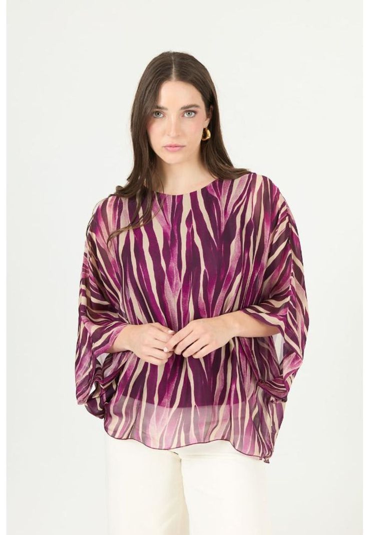 Blusa con seda morada estampada PRIVILEGE 2371-1
