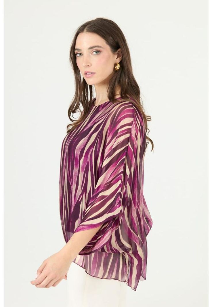 Blusa con seda morada estampada PRIVILEGE 2371-2