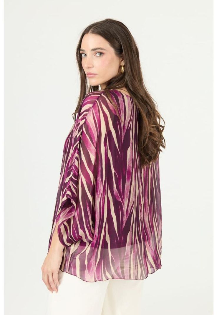Blusa con seda morada estampada PRIVILEGE 2371-3