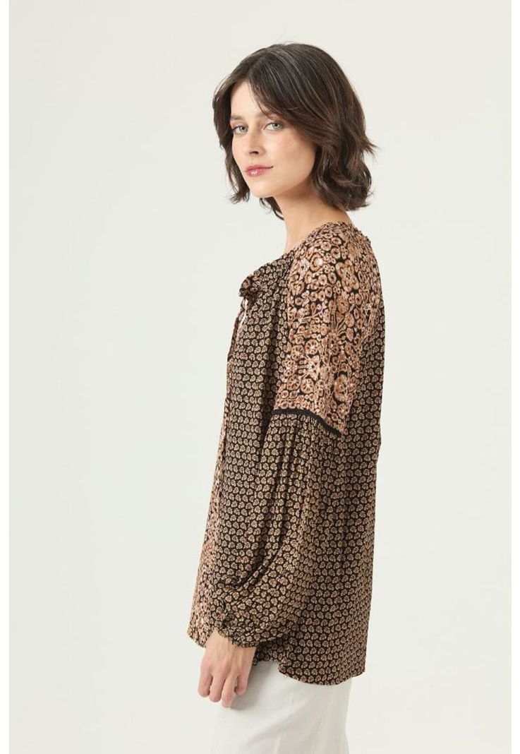 Blusa cafe estampada PRIVILEGE 2640-3