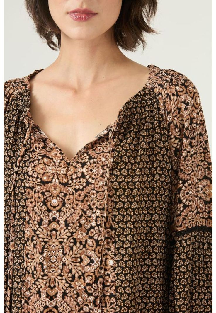 Blusa cafe estampada PRIVILEGE 2640-5