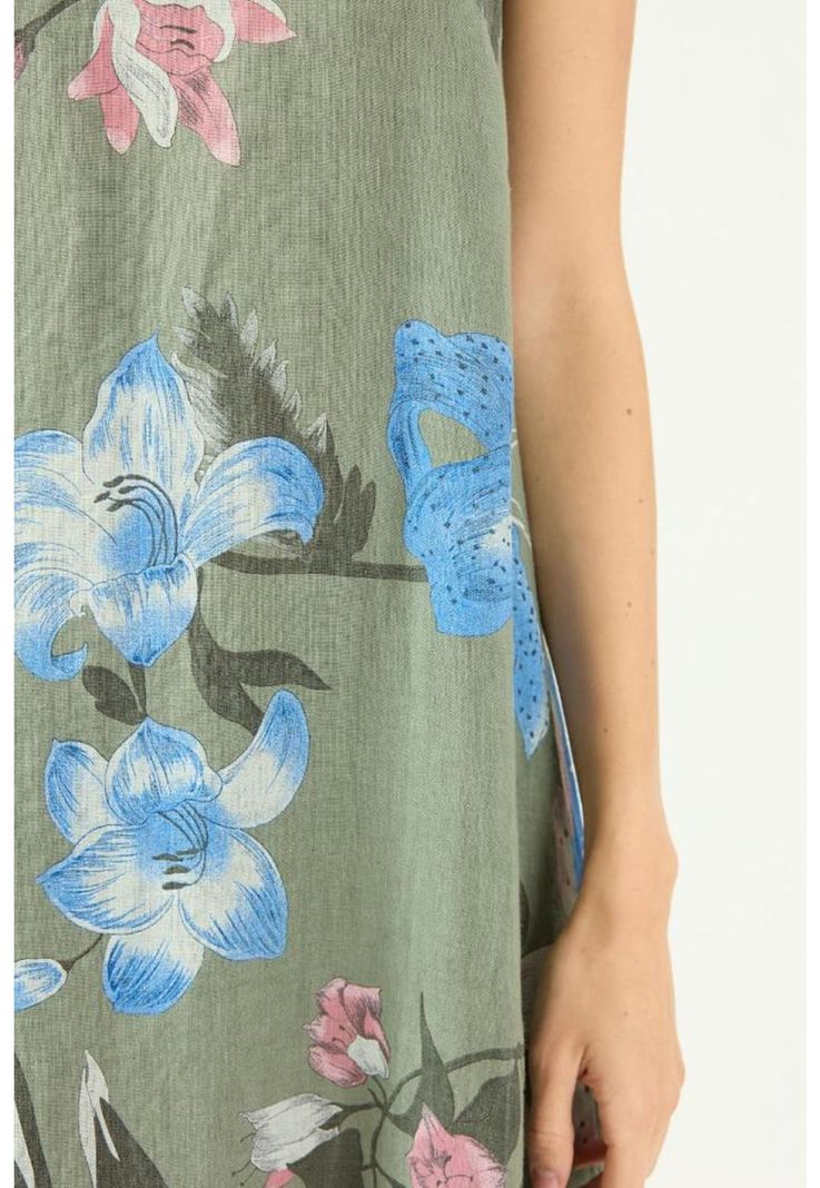 Vestido de lino verde estampado PRIVILEGE 1414-4