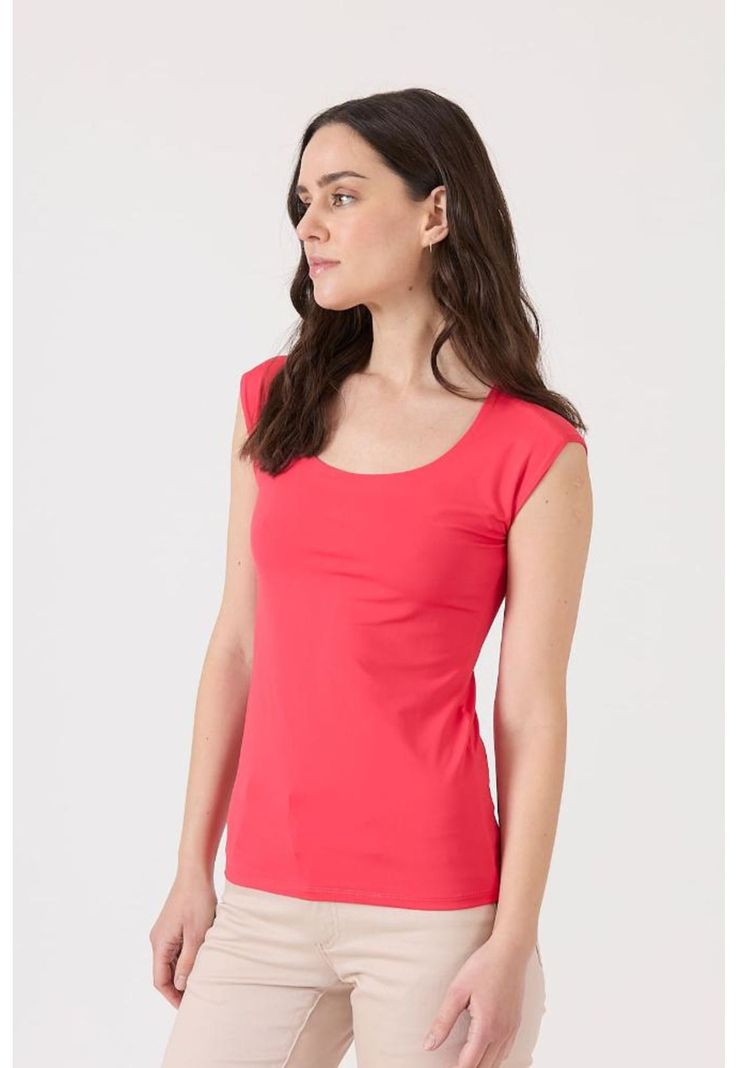 Polera poliamida roja sin mangas PRIVILEGE-2