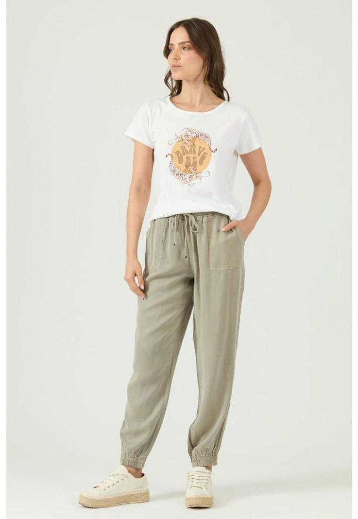 Pantalon de tencel jogger verde PRIVILEGE 1109-0