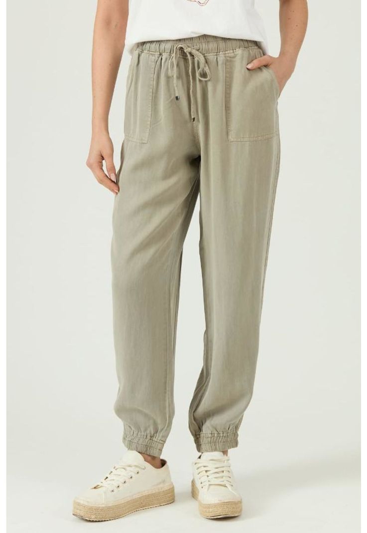 Pantalon de tencel jogger verde PRIVILEGE 1109-1