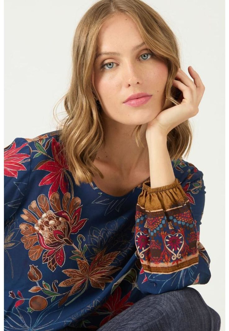 Blusa azul estampada PRIVILEGE 2398-1