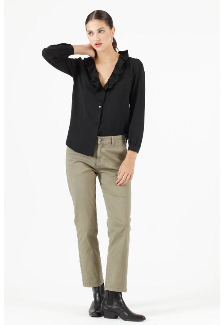 Pantalon slim fit verde PRIVILEGE 300-0