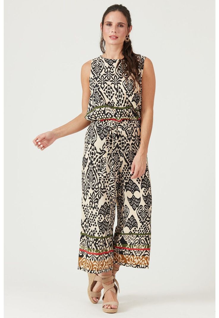 Pantalon wide leg negro estampado-0