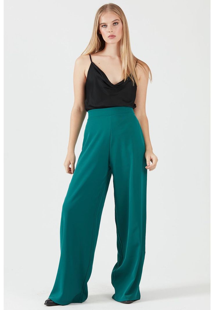 Pantalon palazzo verde-1
