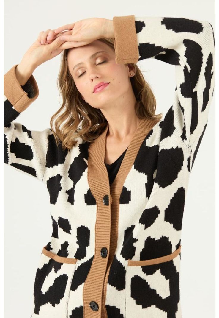 Cardigan crudo animal print PRIVILEGE 2212-1