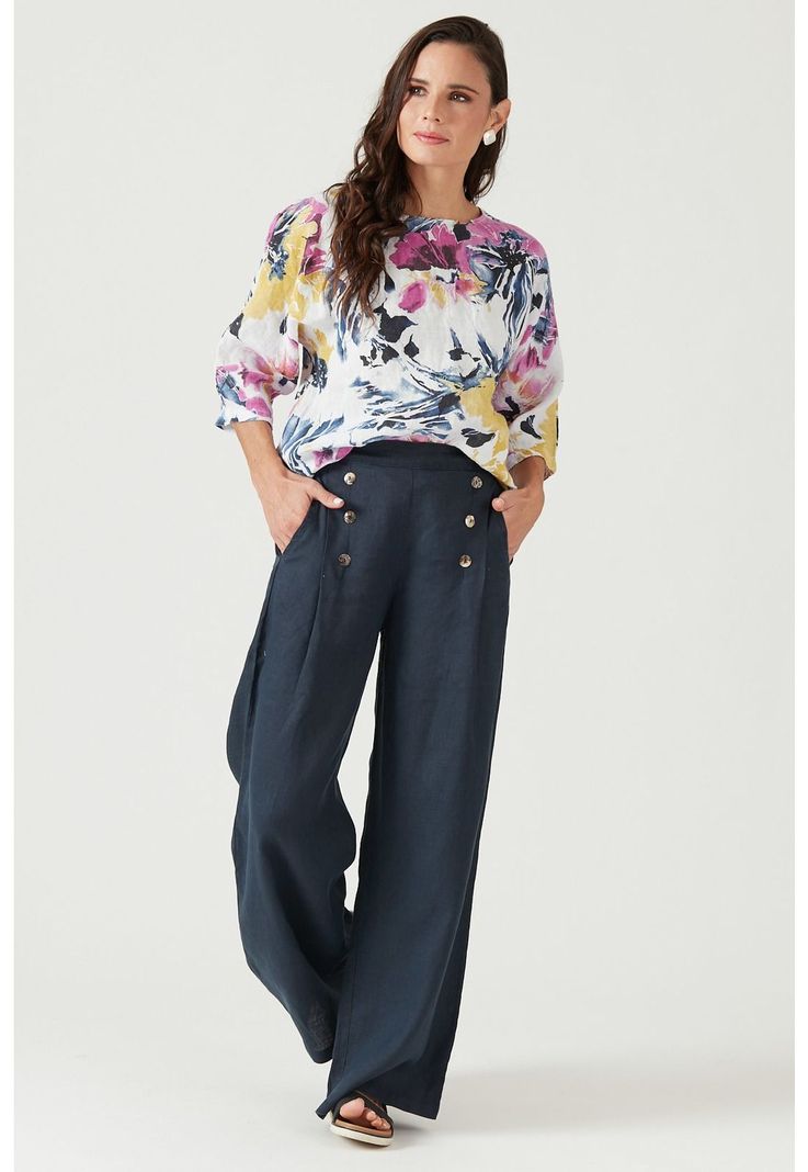 Blusa de lino fucsia estampada-4