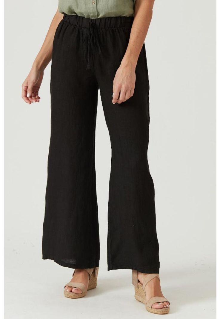 Pantalon de lino slim fit negro-1