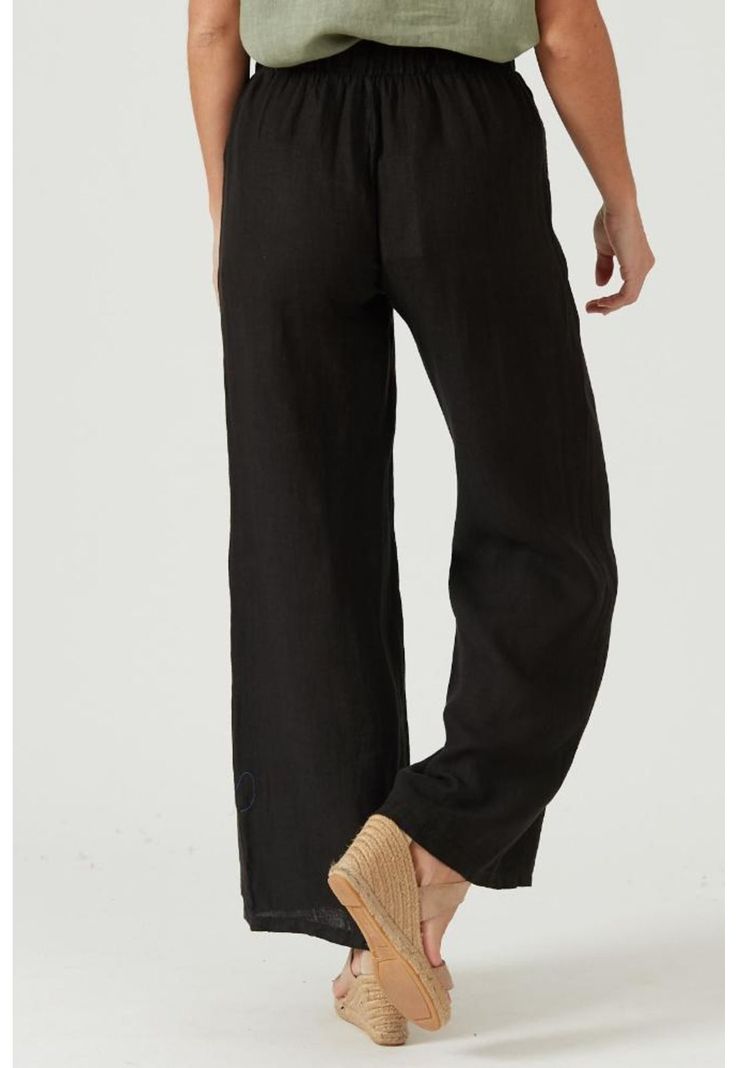 Pantalon de lino slim fit negro-2