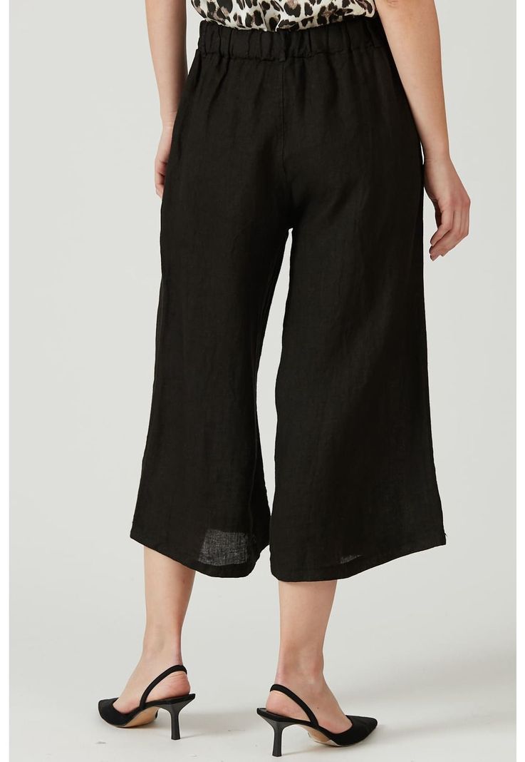 Pantalon de lino wide leg negro-1