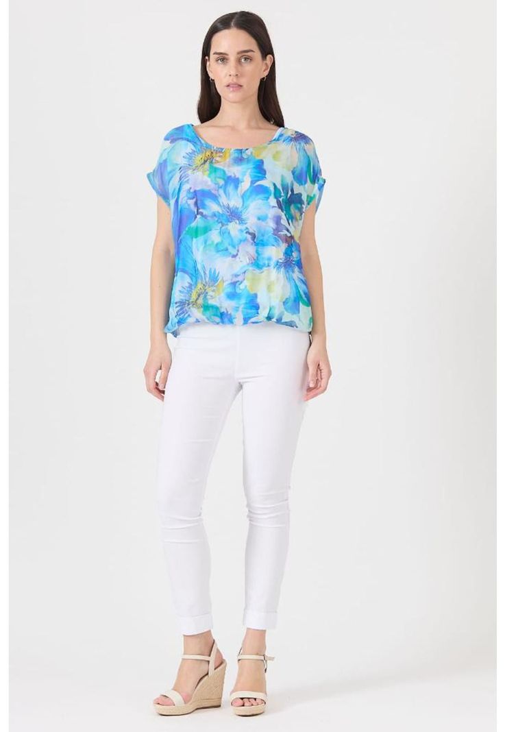 Blusa con seda celeste estampada PRIVILEGE 1181-0