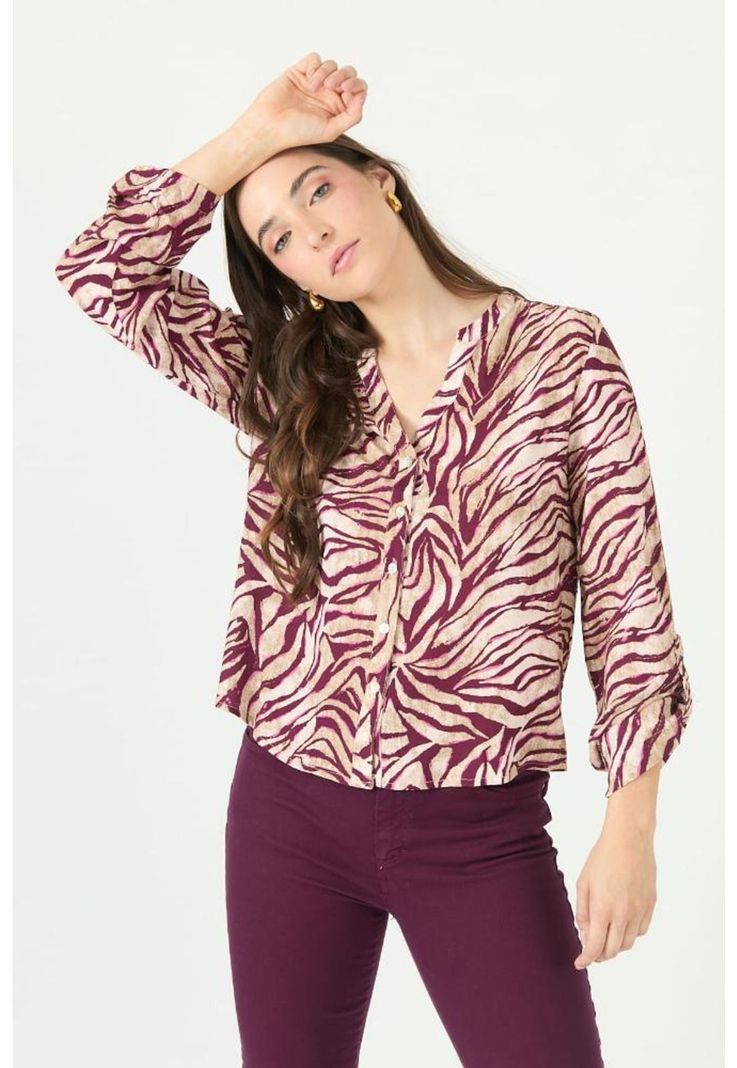 Blusa burdeo estampada PRIVILEGE 2356-2