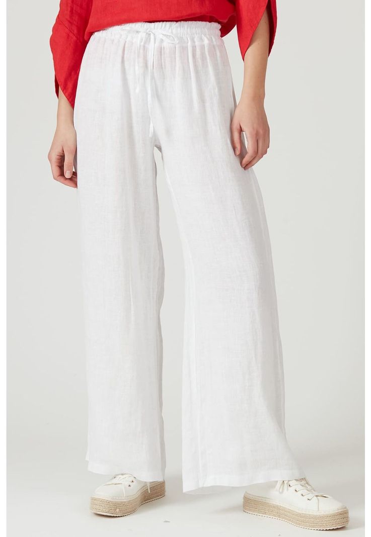 Pantalon de lino regular blanco-2