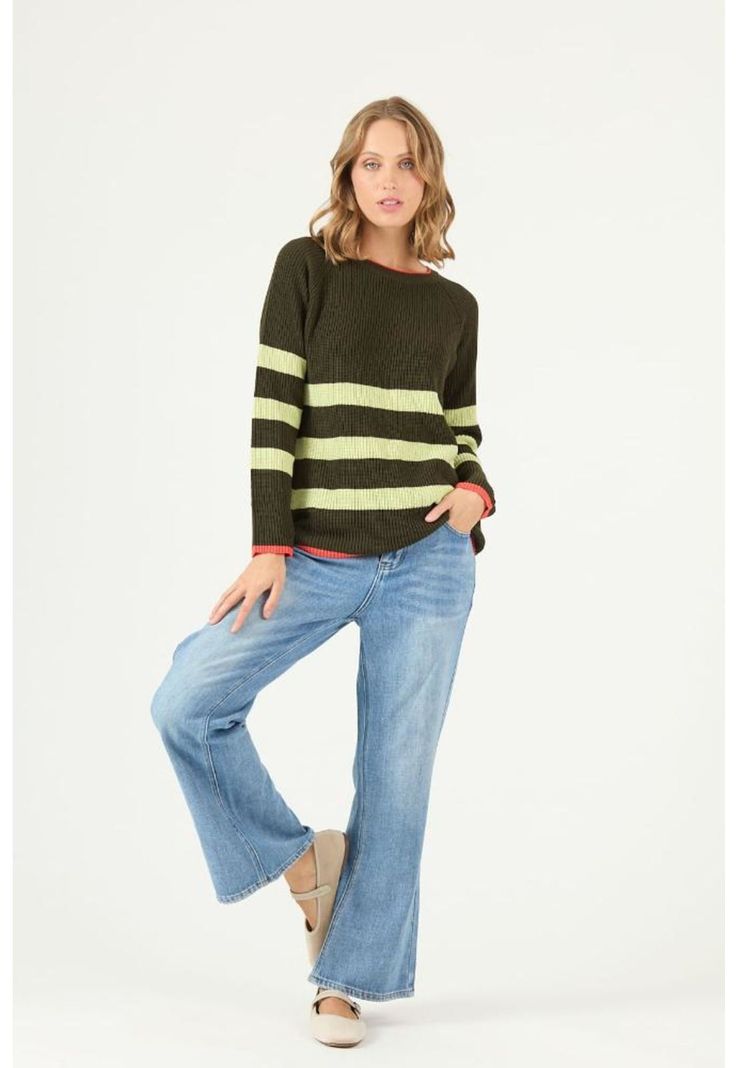 Sweater kaki rayas PRIVILEGE 2426-0