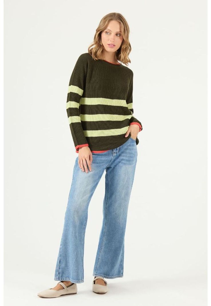 Sweater kaki rayas PRIVILEGE 2426-1