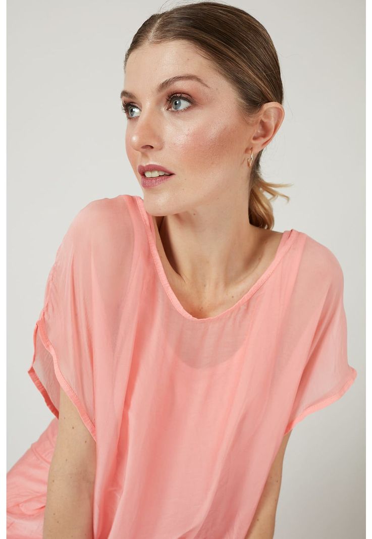 Blusa con seda salmon-0
