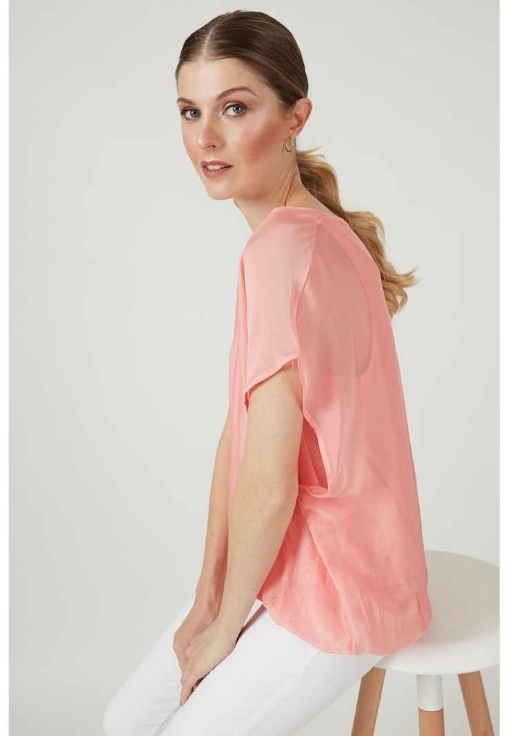 Blusa con seda salmon-1