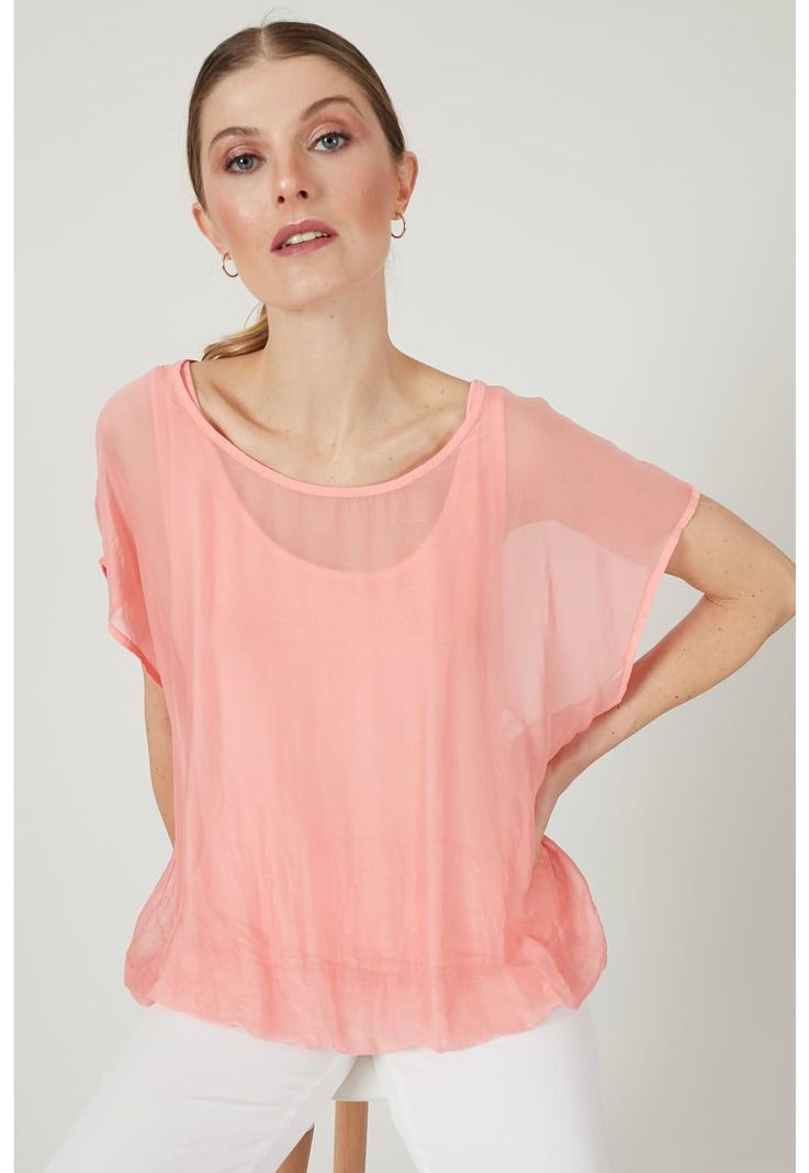 Blusa con seda salmon-2
