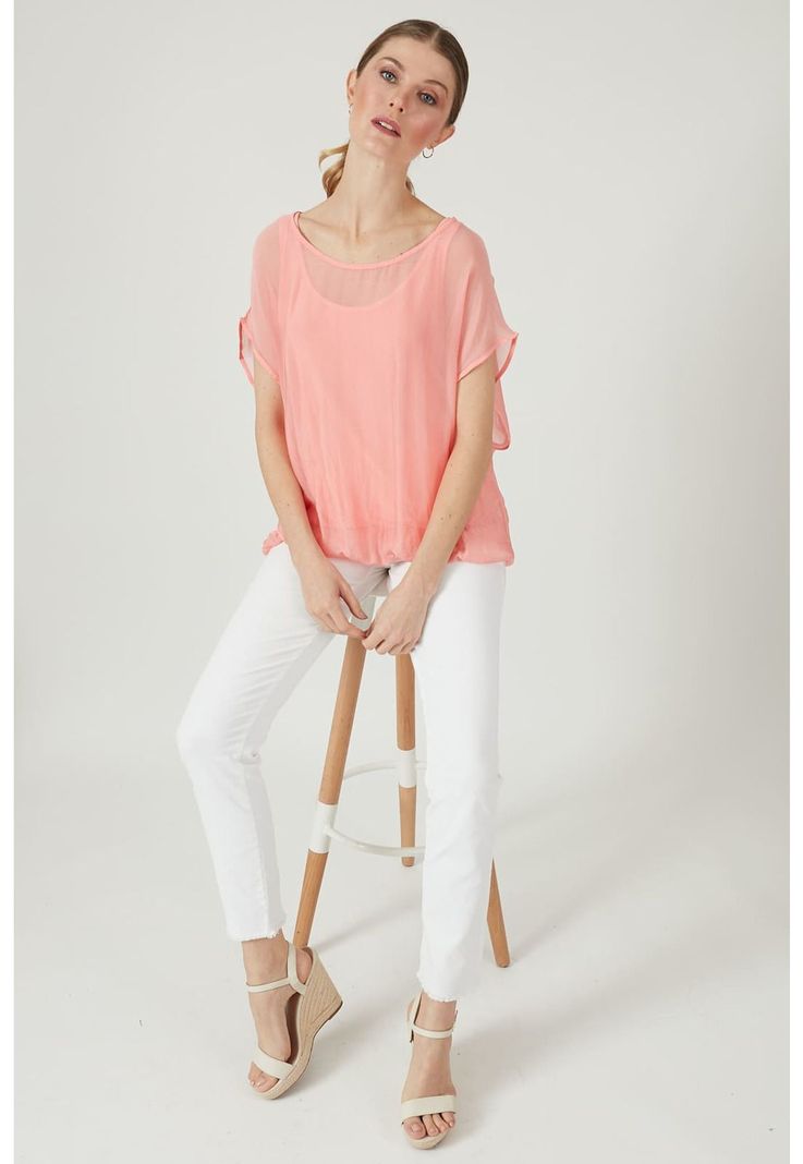 Blusa con seda salmon-4