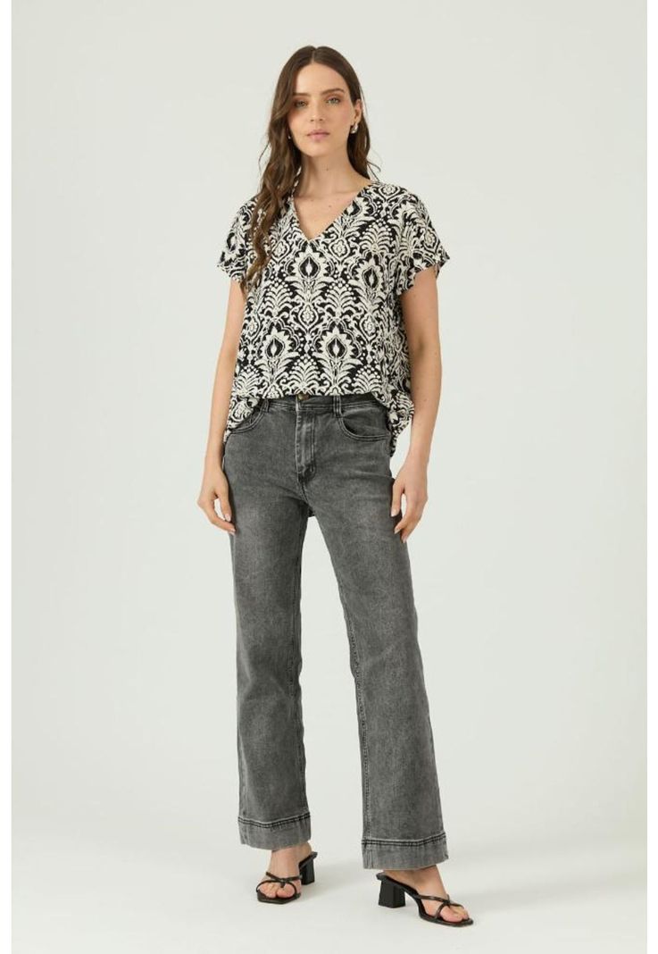 Blusa negra estampada PRIVILEGE 1612-0