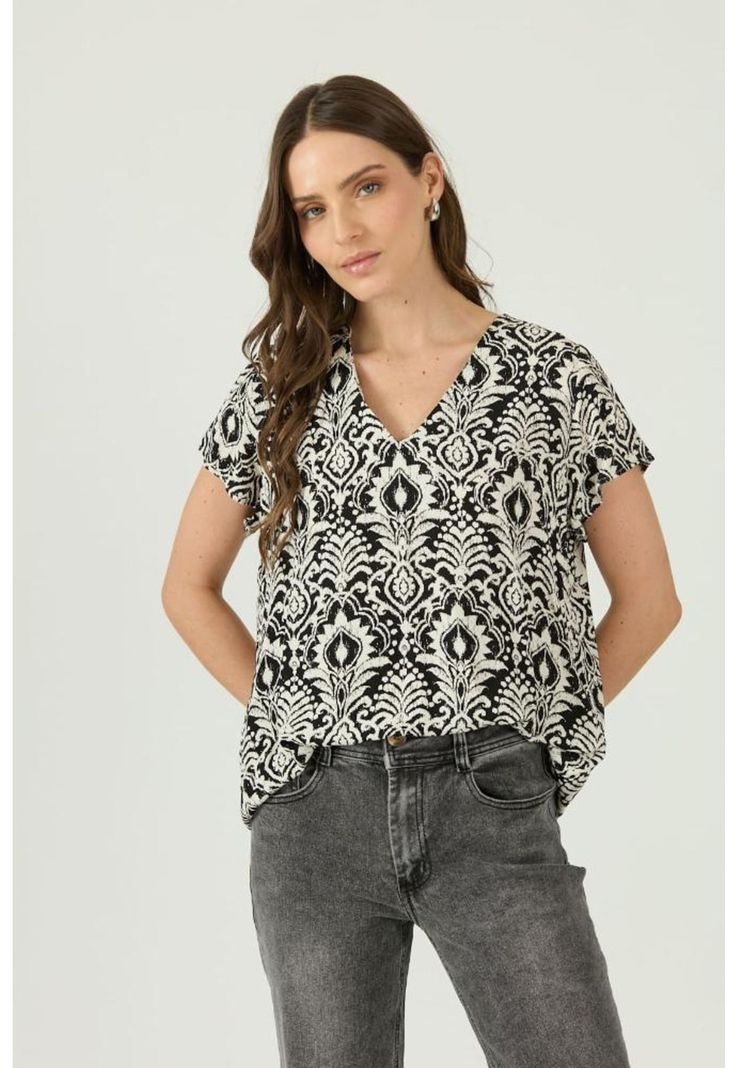 Blusa negra estampada PRIVILEGE 1612-1