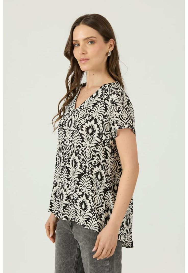 Blusa negra estampada PRIVILEGE 1612-2