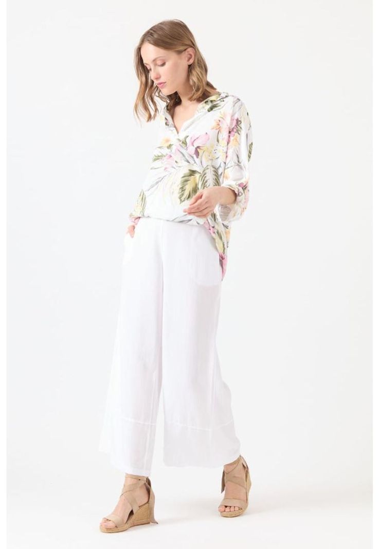 Pantalon de tencel wide leg blanco PRIVILEGE 1106-0