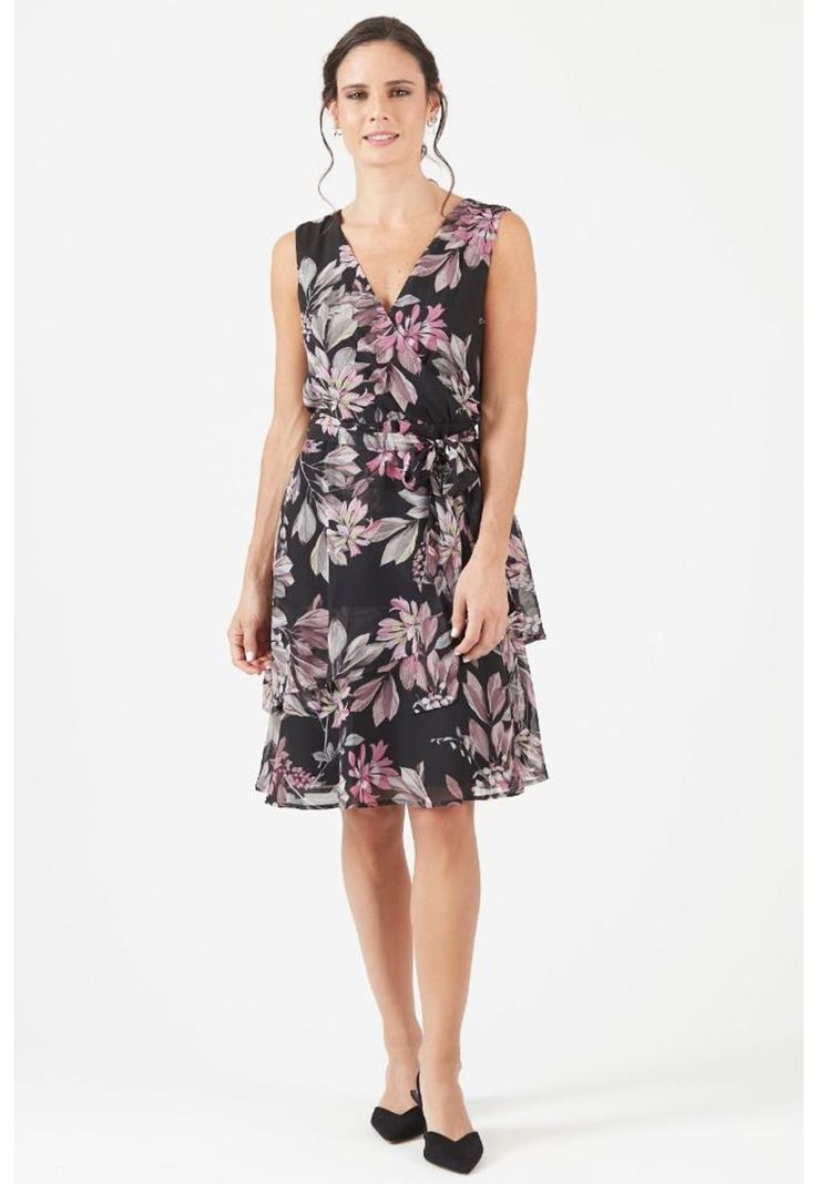 Vestido negro estampado PRIVILEGE 567-0