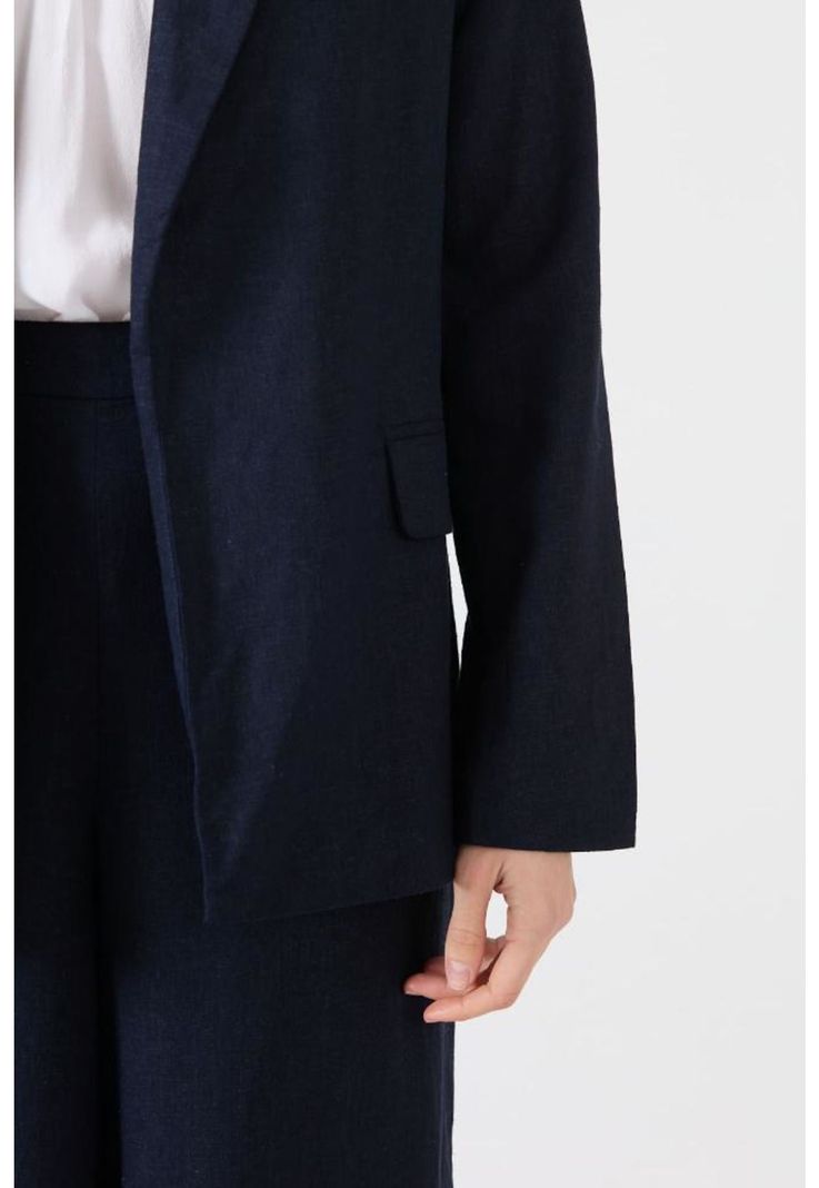Blazer con lino azul marino PRIVILEGE-4