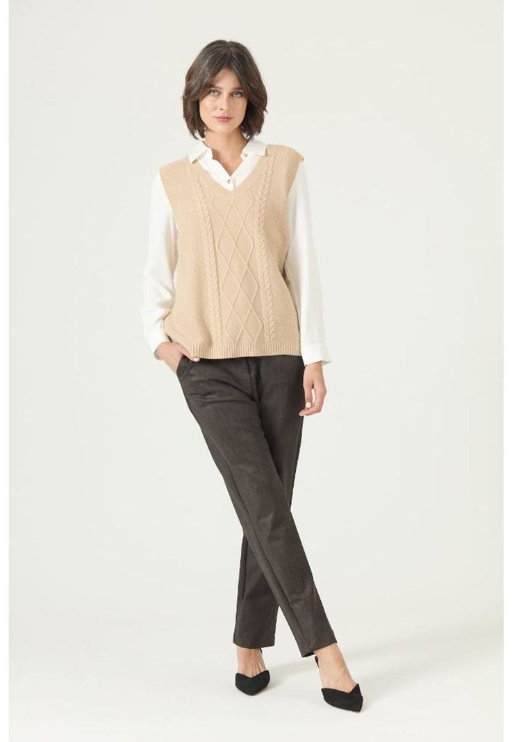 Sweater beige trenzas PRIVILEGE 2671-1