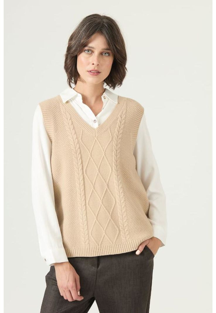 Sweater beige trenzas PRIVILEGE 2671-2