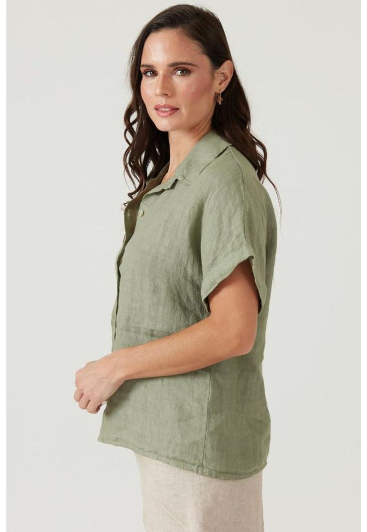 Blusa de lino verde-1