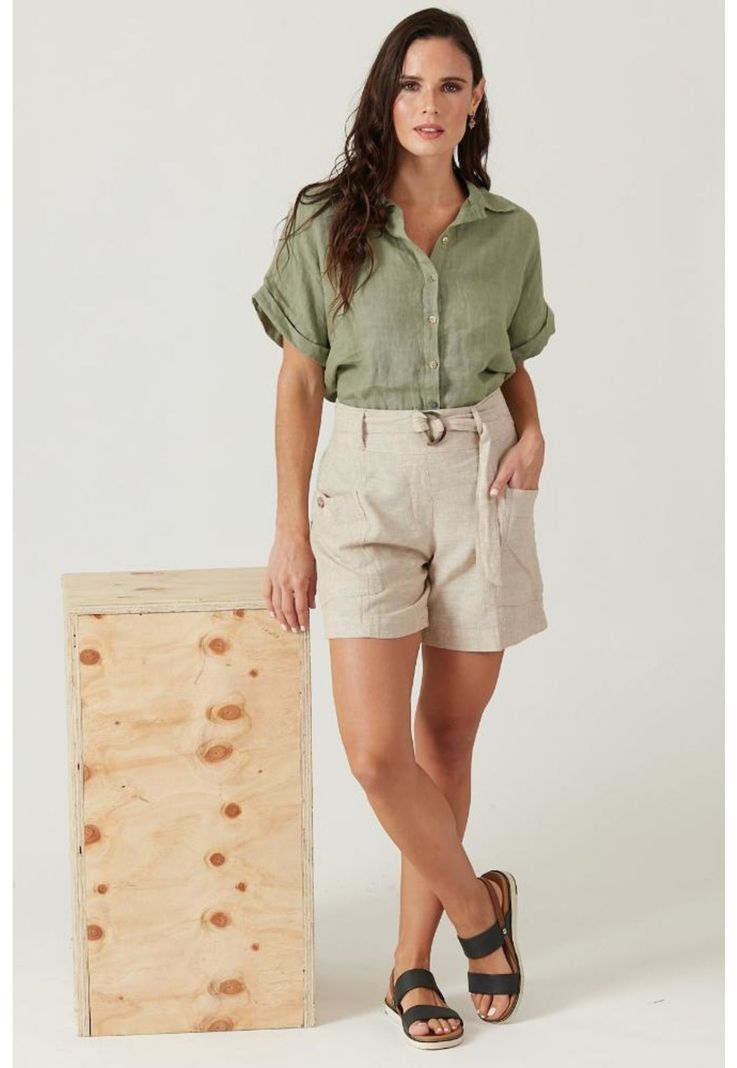 Blusa de lino verde-2