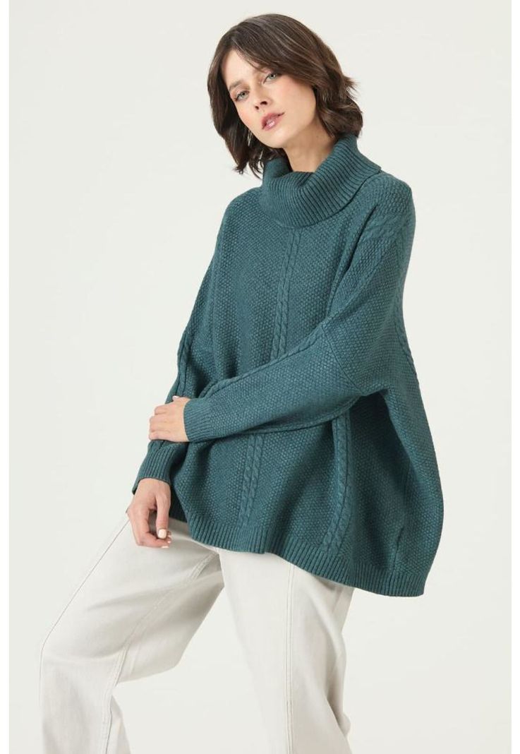 Sweater verde trenzas PRIVILEGE 2677-0