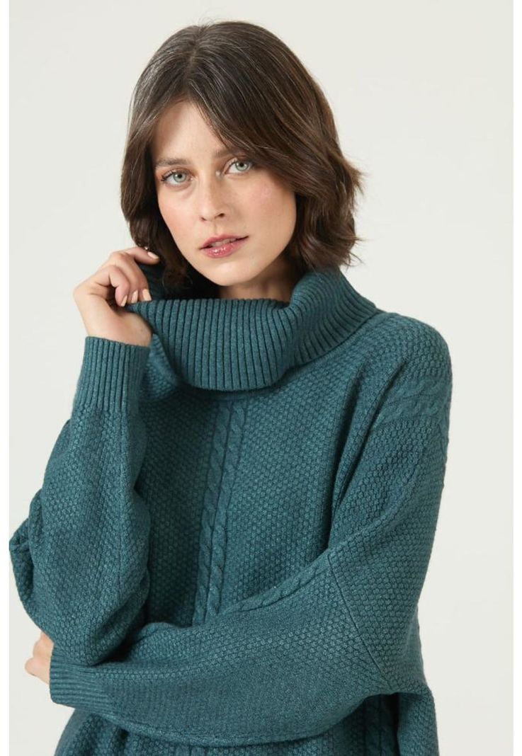 Sweater verde trenzas PRIVILEGE 2677-1