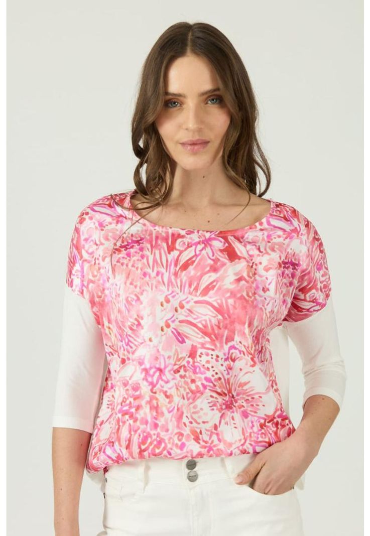 Polera fucsia estampada manga 3/4 PRIVILEGE-2