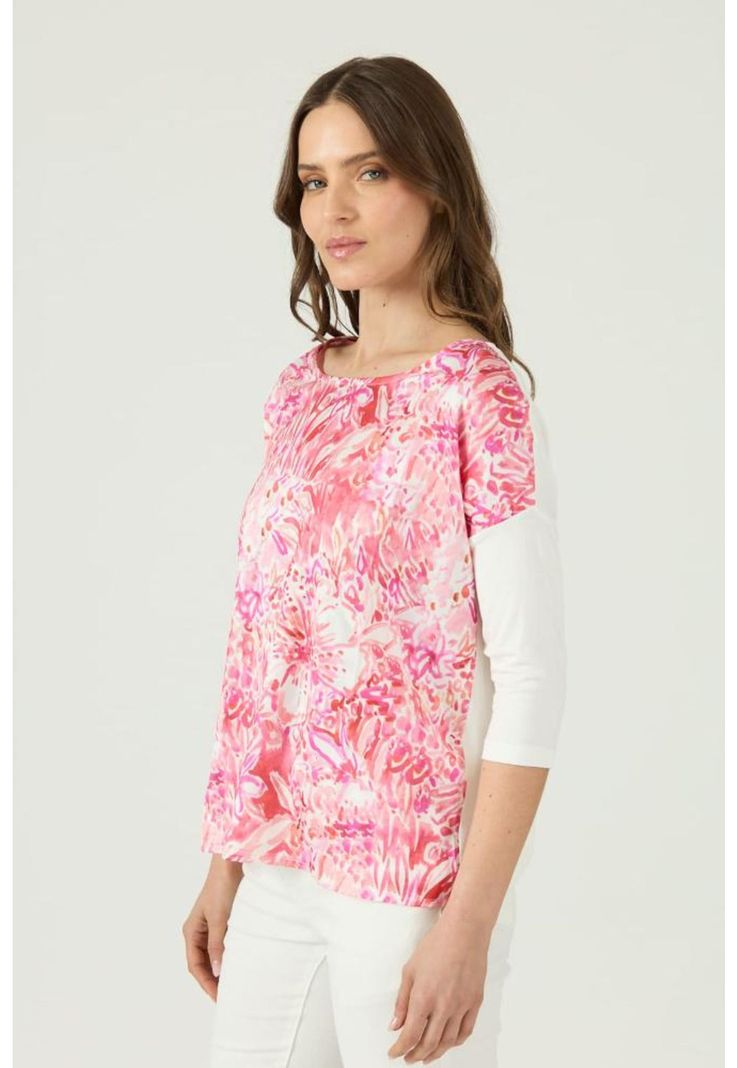 Polera fucsia estampada manga 3/4 PRIVILEGE-3