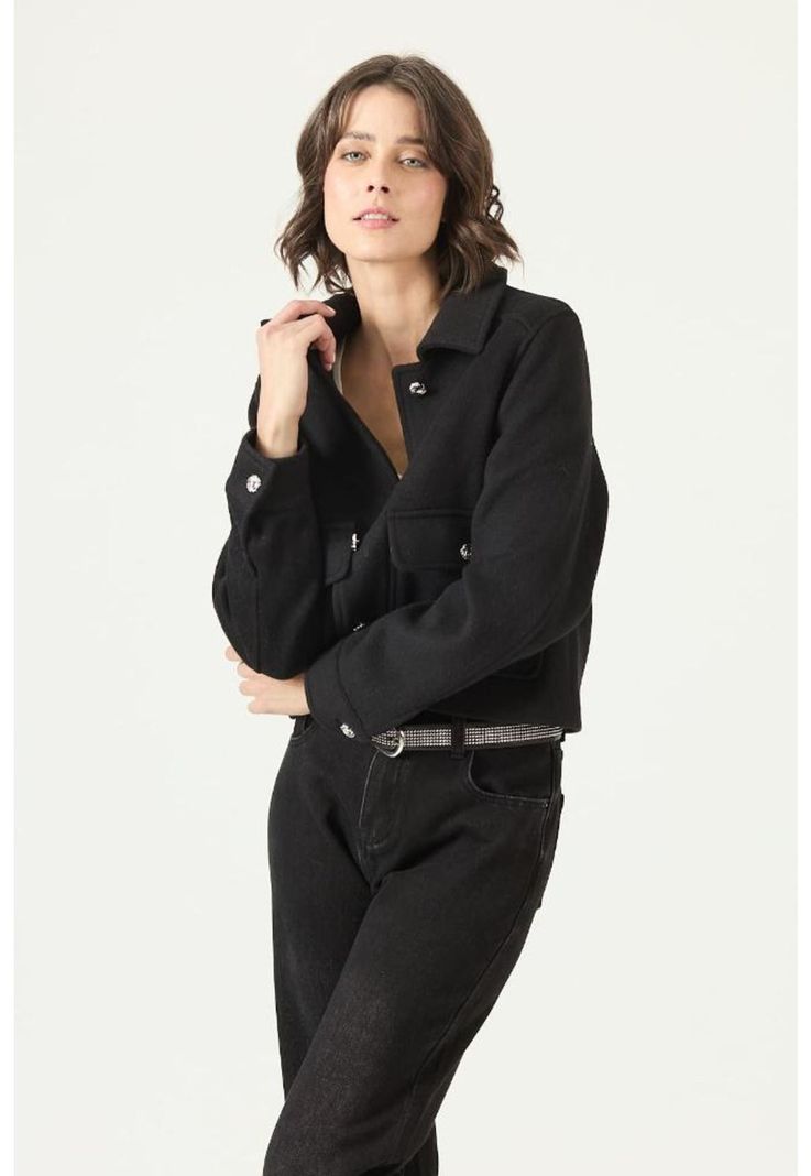 Chaqueta con wool blend negra PRIVILEGE 2706-0
