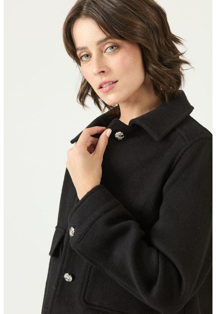 Chaqueta con wool blend negra PRIVILEGE 2706-1