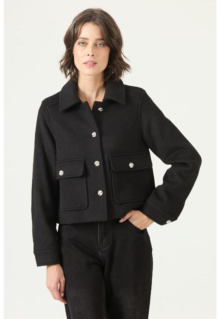 Chaqueta con wool blend negra PRIVILEGE 2706-2