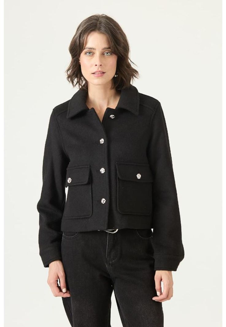 Chaqueta con wool blend negra PRIVILEGE 2706-3